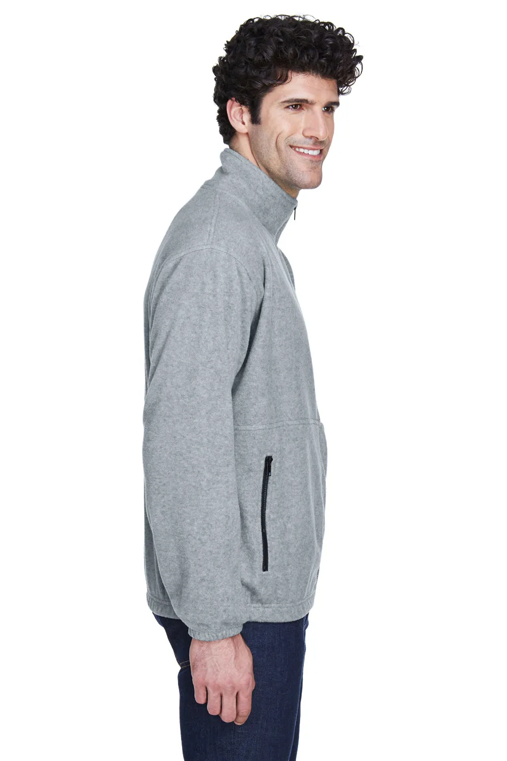 UltraClub Mens Iceberg Pill Resistant Fleece Full Zip Jacket - Heather Grey
