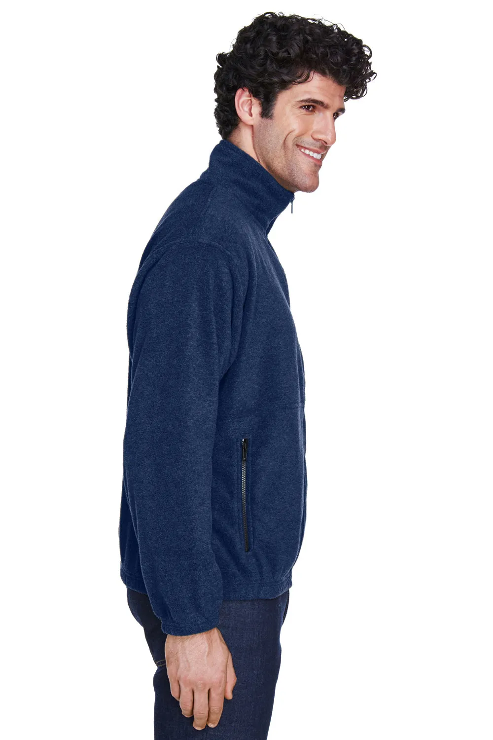 UltraClub Mens Iceberg Pill Resistant Fleece Full Zip Jacket - Navy Blue