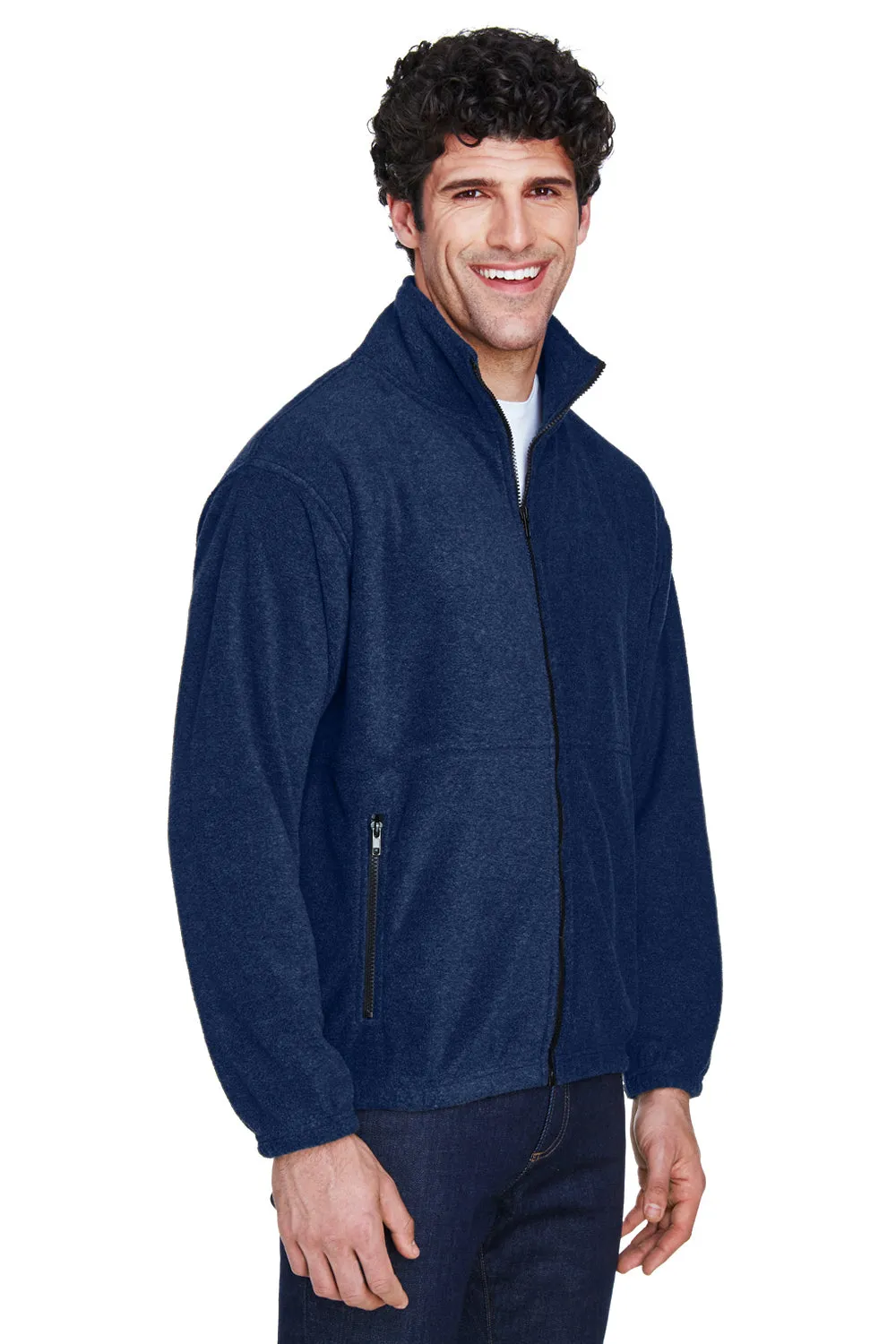 UltraClub Mens Iceberg Pill Resistant Fleece Full Zip Jacket - Navy Blue