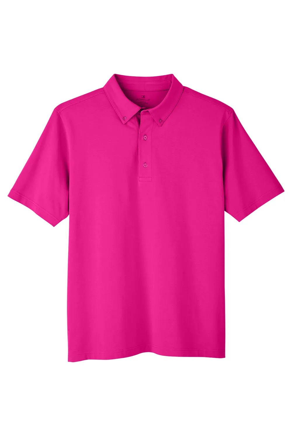 UltraClub Mens Lakeshore Performance Moisture Wicking Short Sleeve Polo Shirt - Heliconia Pink