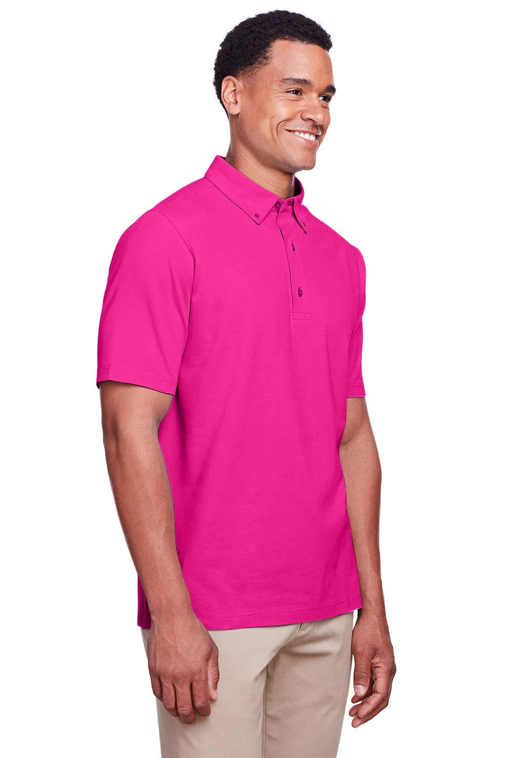 UltraClub Mens Lakeshore Performance Moisture Wicking Short Sleeve Polo Shirt - Heliconia Pink
