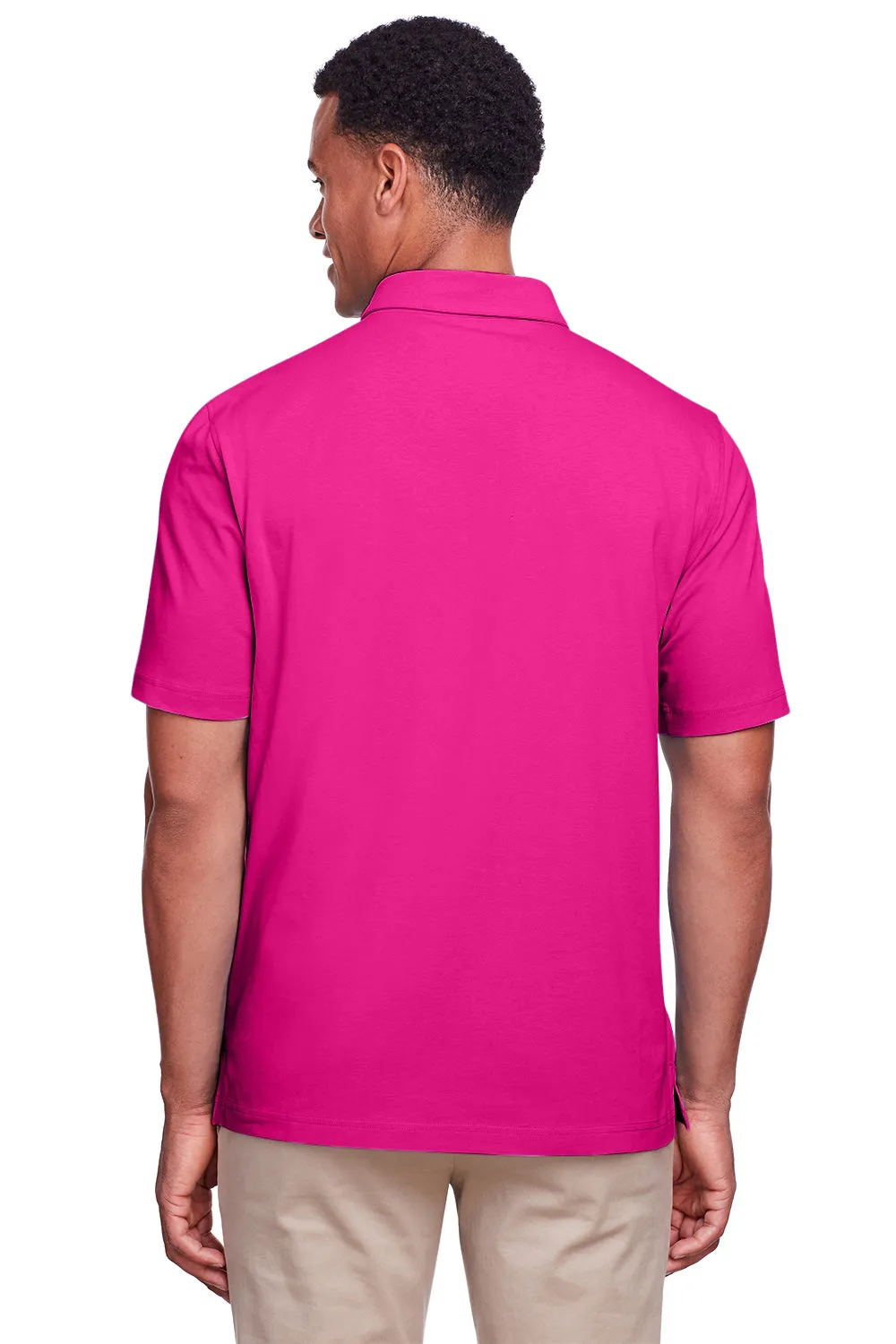 UltraClub Mens Lakeshore Performance Moisture Wicking Short Sleeve Polo Shirt - Heliconia Pink