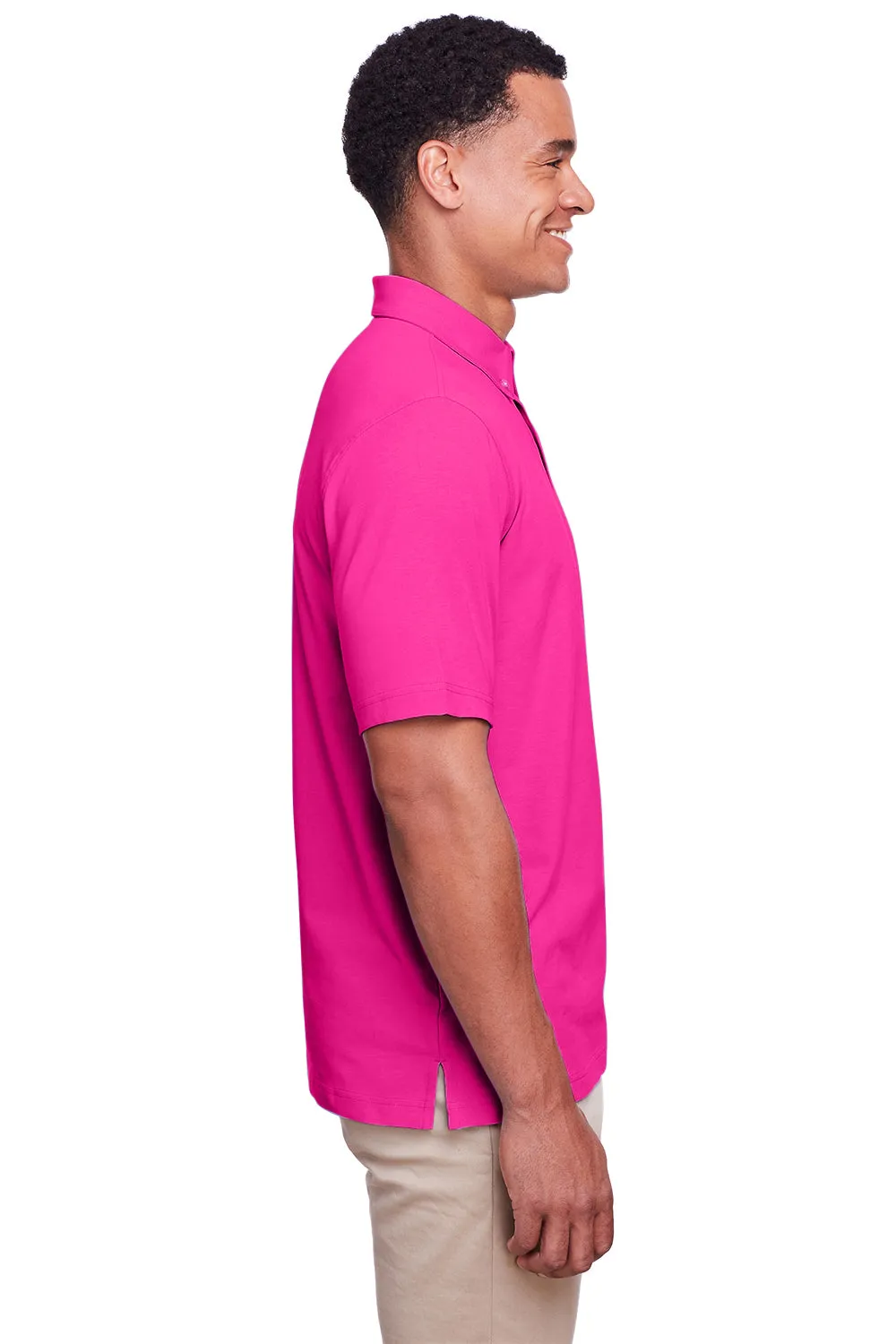 UltraClub Mens Lakeshore Performance Moisture Wicking Short Sleeve Polo Shirt - Heliconia Pink