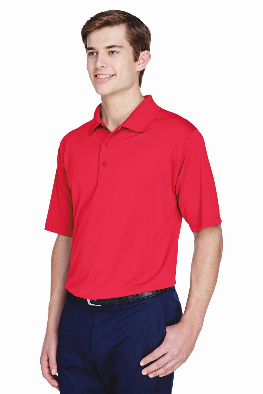 UltraClub Mens Cool & Dry 8 Star Elite Performance Moisture Wicking Short Sleeve Polo Shirt - Red