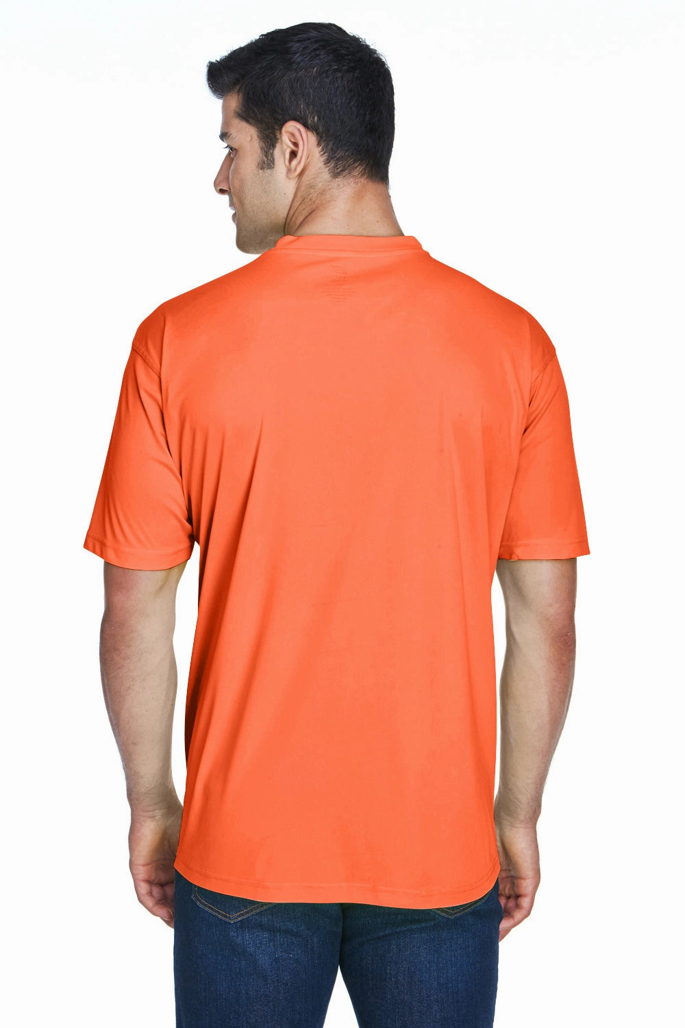 UltraClub Mens Cool & Dry Performance Moisture Wicking Short Sleeve Crewneck T-Shirt - Bright Orange