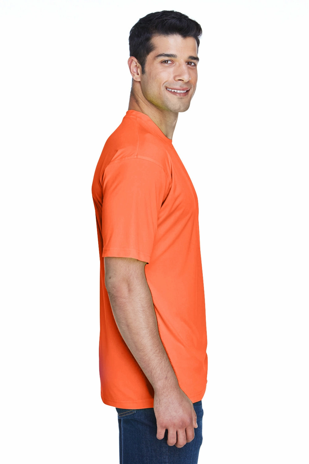 UltraClub Mens Cool & Dry Performance Moisture Wicking Short Sleeve Crewneck T-Shirt - Bright Orange