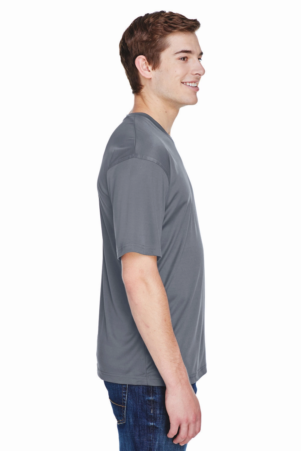 UltraClub Mens Cool & Dry Performance Moisture Wicking Short Sleeve Crewneck T-Shirt - Charcoal Grey