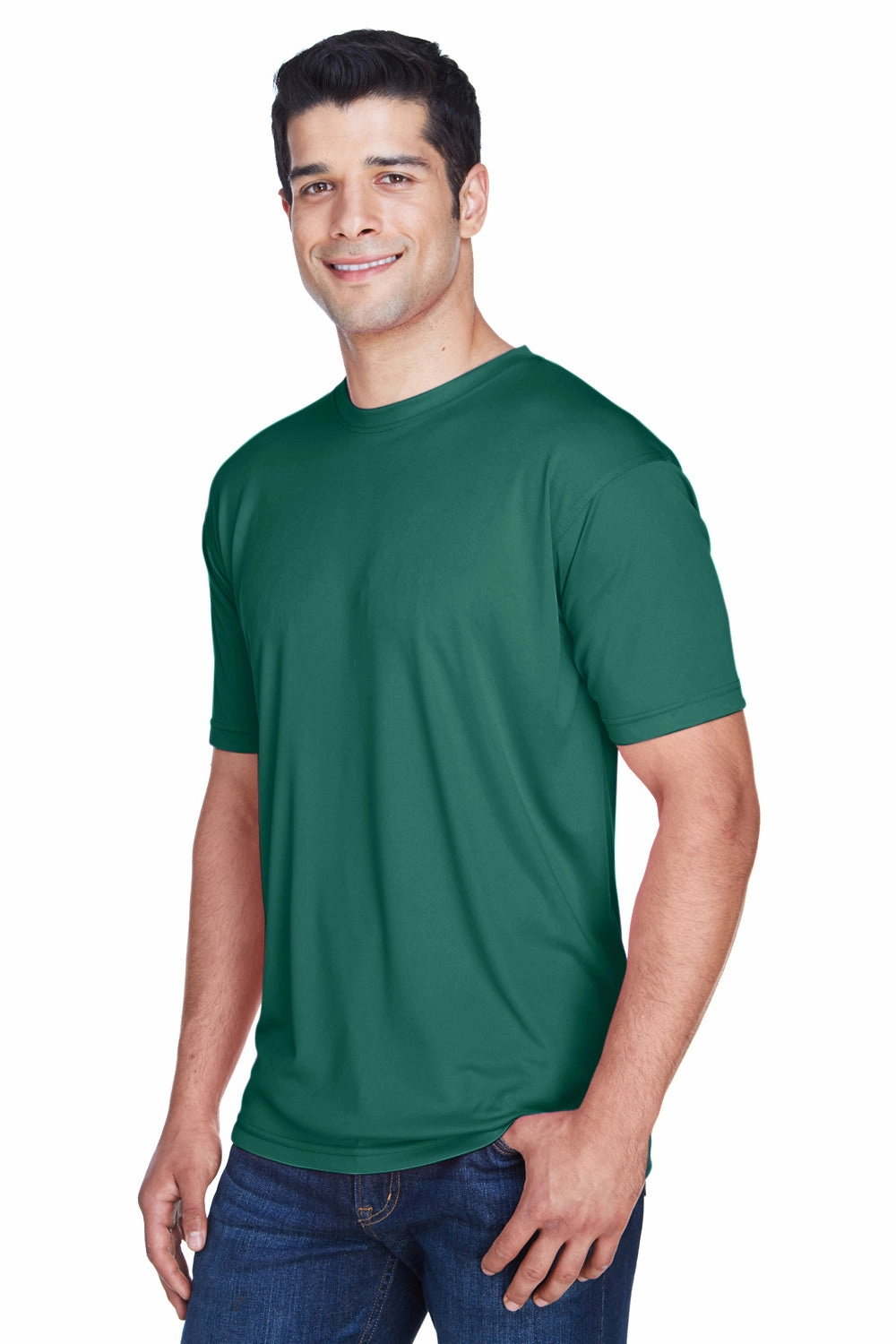 UltraClub Mens Cool & Dry Performance Moisture Wicking Short Sleeve Crewneck T-Shirt - Forest Green