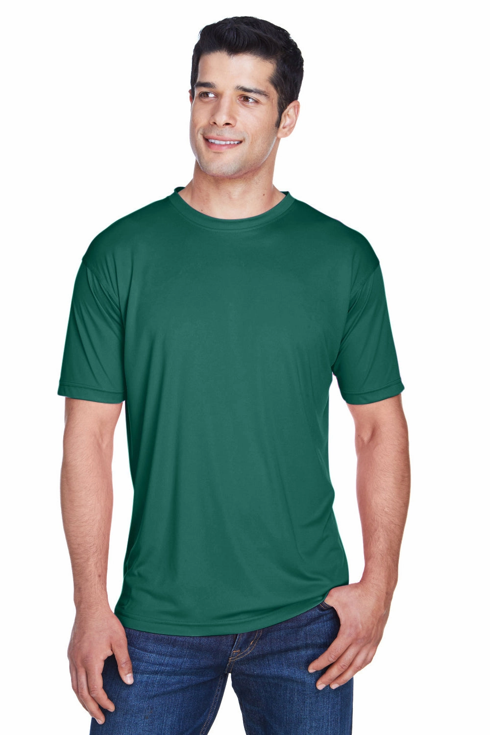 UltraClub Mens Cool & Dry Performance Moisture Wicking Short Sleeve Crewneck T-Shirt - Forest Green