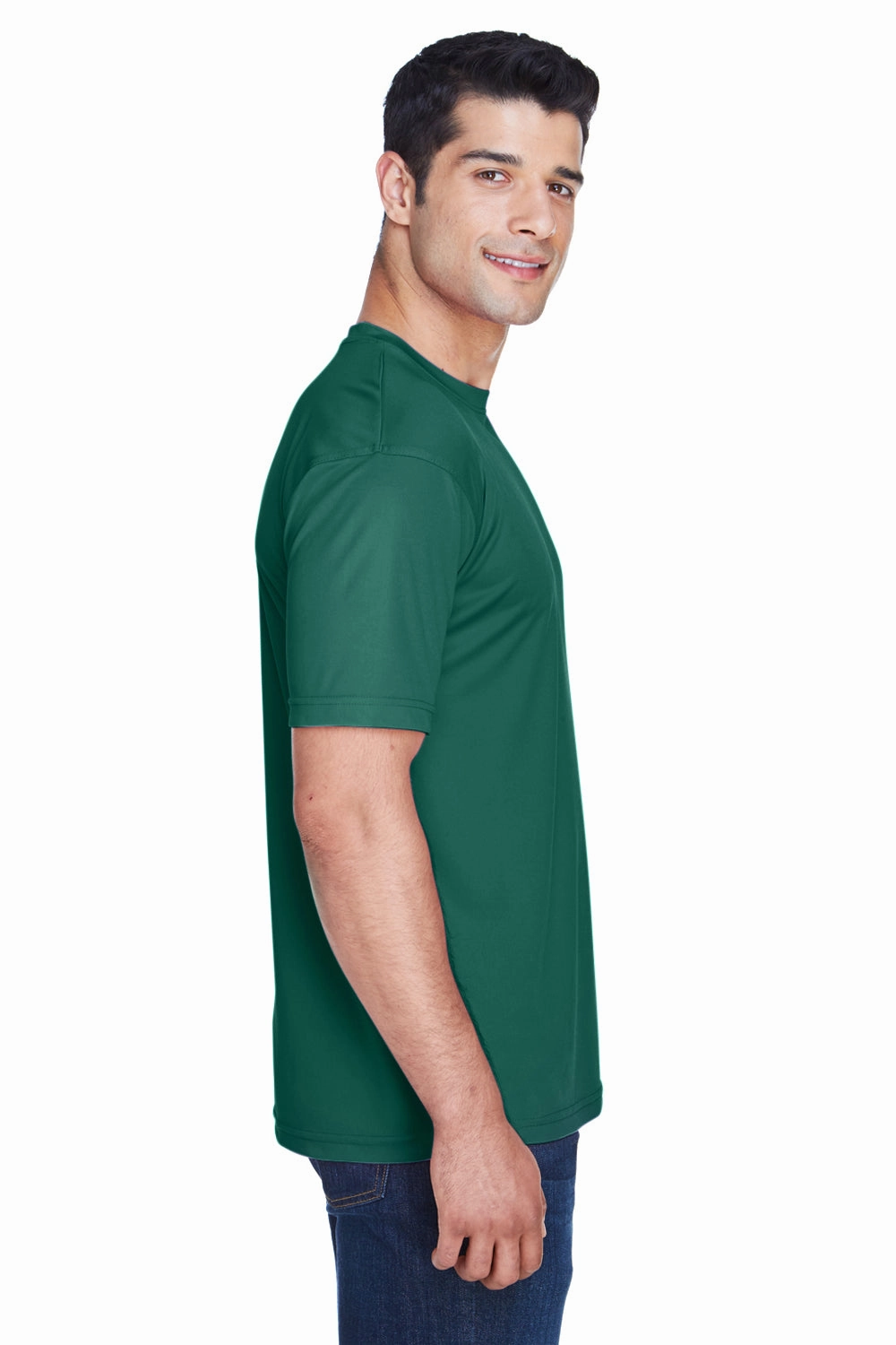 UltraClub Mens Cool & Dry Performance Moisture Wicking Short Sleeve Crewneck T-Shirt - Forest Green