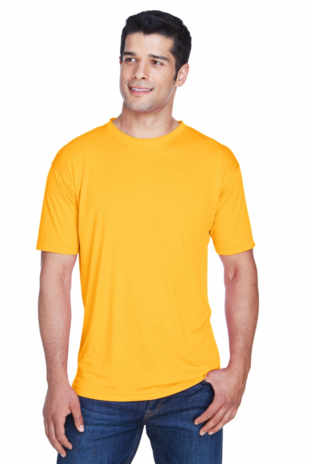 UltraClub Mens Cool & Dry Performance Moisture Wicking Short Sleeve Crewneck T-Shirt - Gold