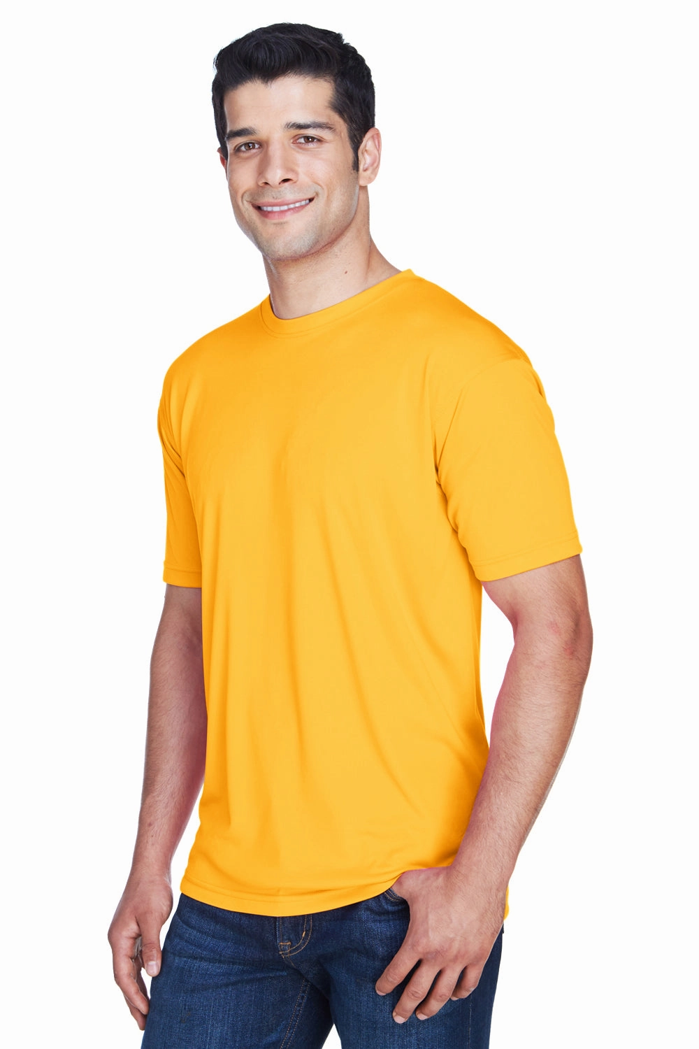 UltraClub Mens Cool & Dry Performance Moisture Wicking Short Sleeve Crewneck T-Shirt - Gold