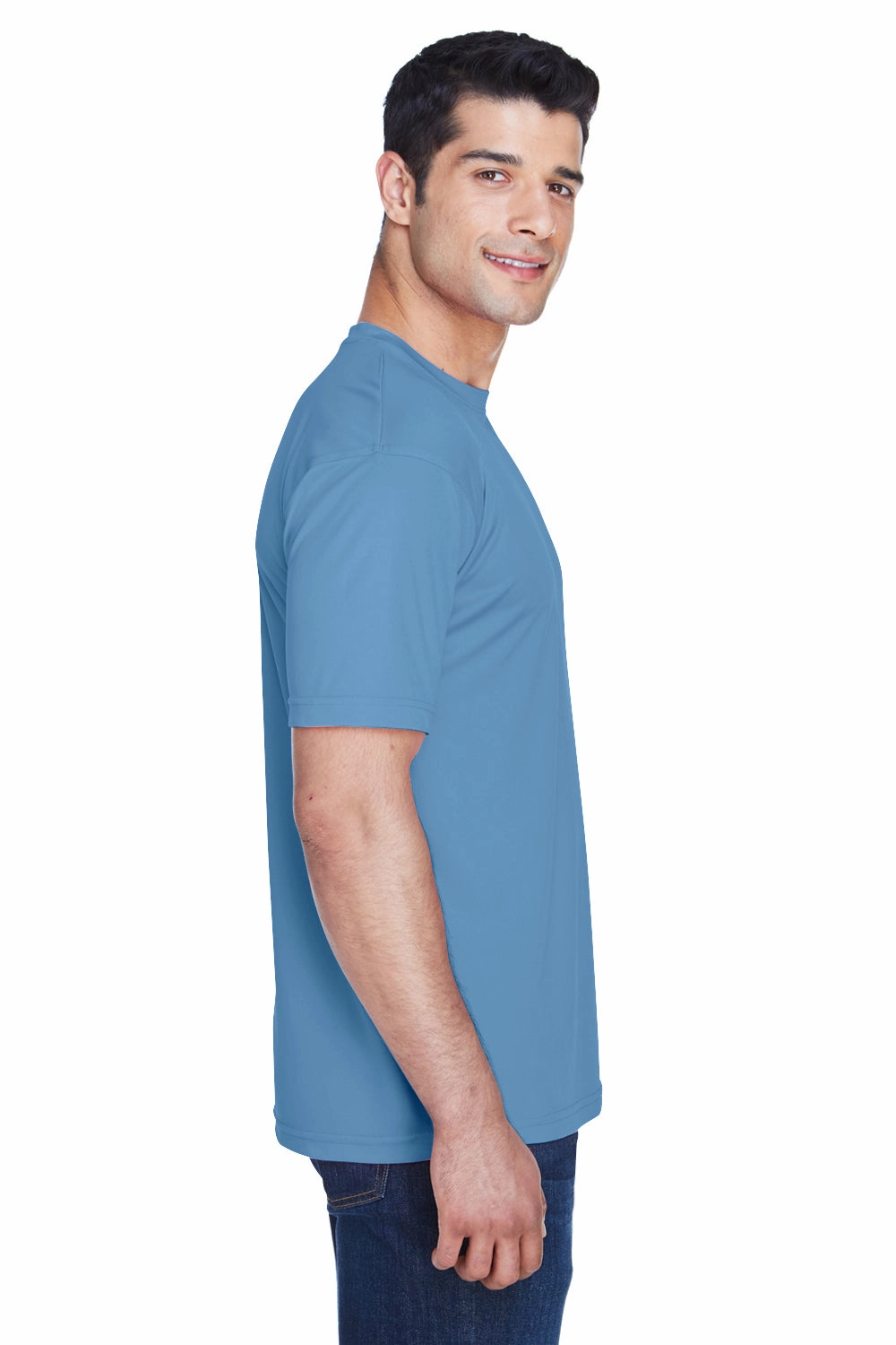 UltraClub Mens Cool & Dry Performance Moisture Wicking Short Sleeve Crewneck T-Shirt - Indigo Blue
