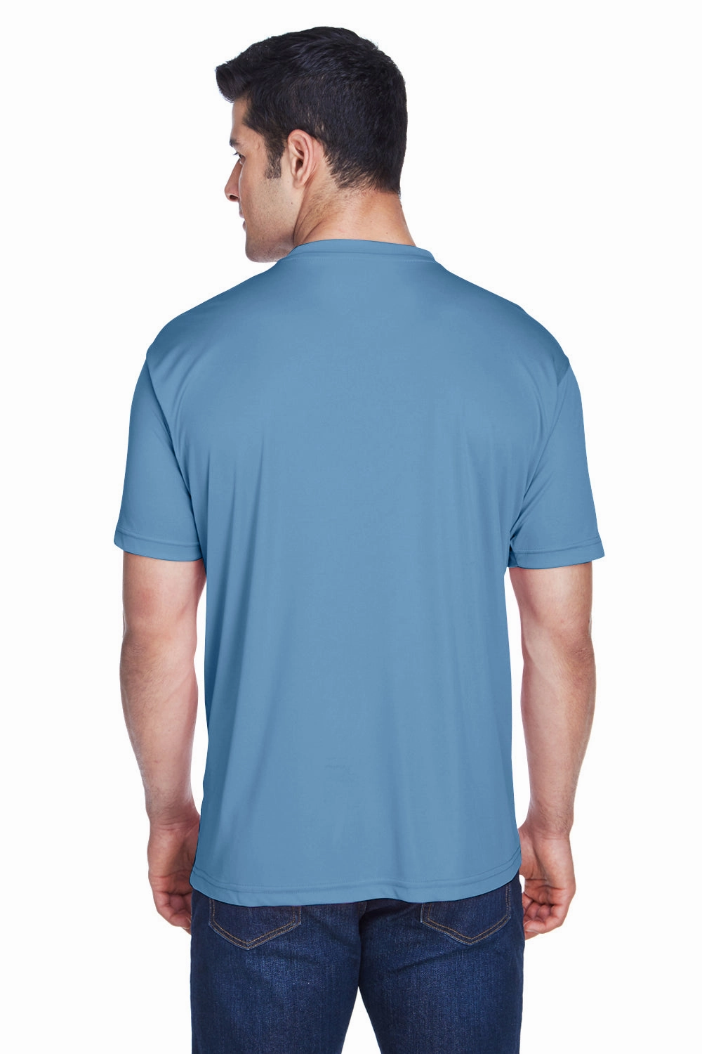 UltraClub Mens Cool & Dry Performance Moisture Wicking Short Sleeve Crewneck T-Shirt - Indigo Blue