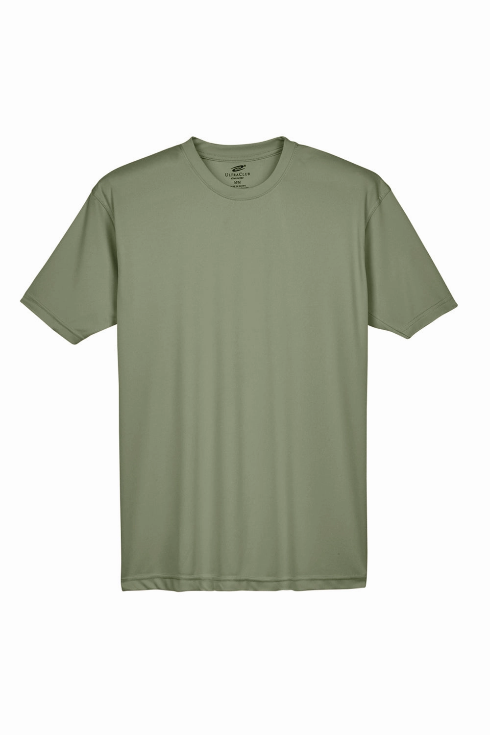 UltraClub Mens Cool & Dry Performance Moisture Wicking Short Sleeve Crewneck T-Shirt - Military Green
