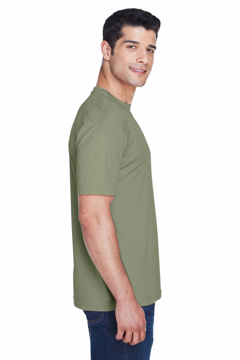 UltraClub Mens Cool & Dry Performance Moisture Wicking Short Sleeve Crewneck T-Shirt - Military Green