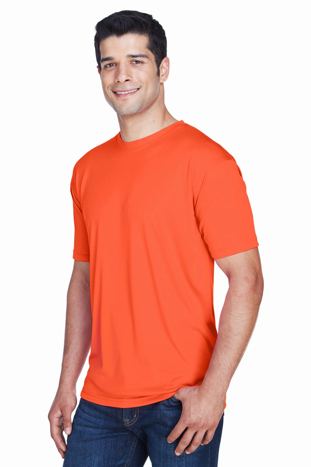 UltraClub Mens Cool & Dry Performance Moisture Wicking Short Sleeve Crewneck T-Shirt - Orange