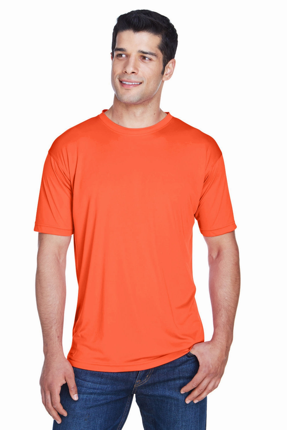 UltraClub Mens Cool & Dry Performance Moisture Wicking Short Sleeve Crewneck T-Shirt - Orange