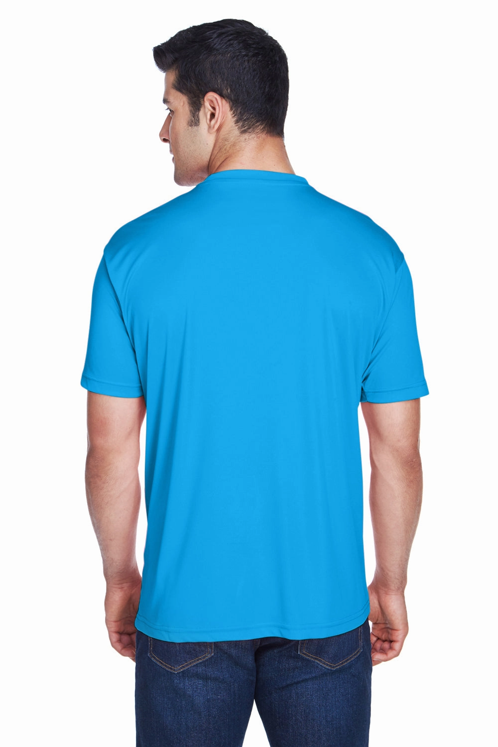 UltraClub Mens Cool & Dry Performance Moisture Wicking Short Sleeve Crewneck T-Shirt - Sapphire Blue
