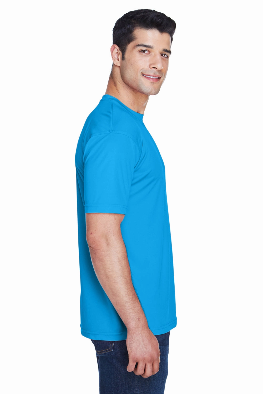 UltraClub Mens Cool & Dry Performance Moisture Wicking Short Sleeve Crewneck T-Shirt - Sapphire Blue