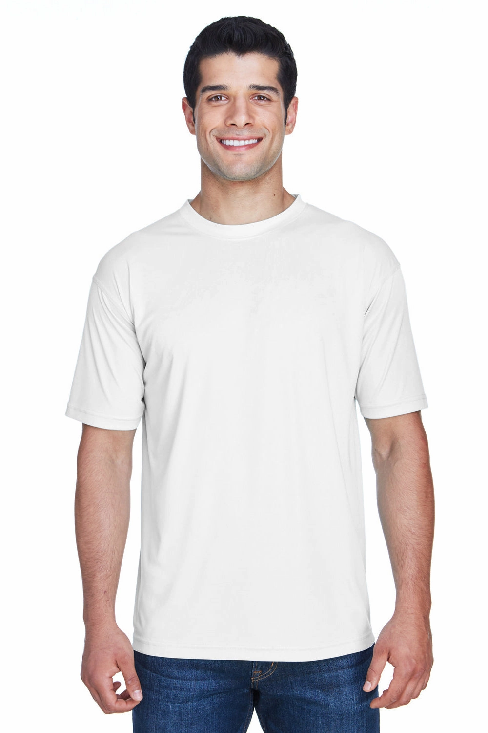 UltraClub Mens Cool & Dry Performance Moisture Wicking Short Sleeve Crewneck T-Shirt - White