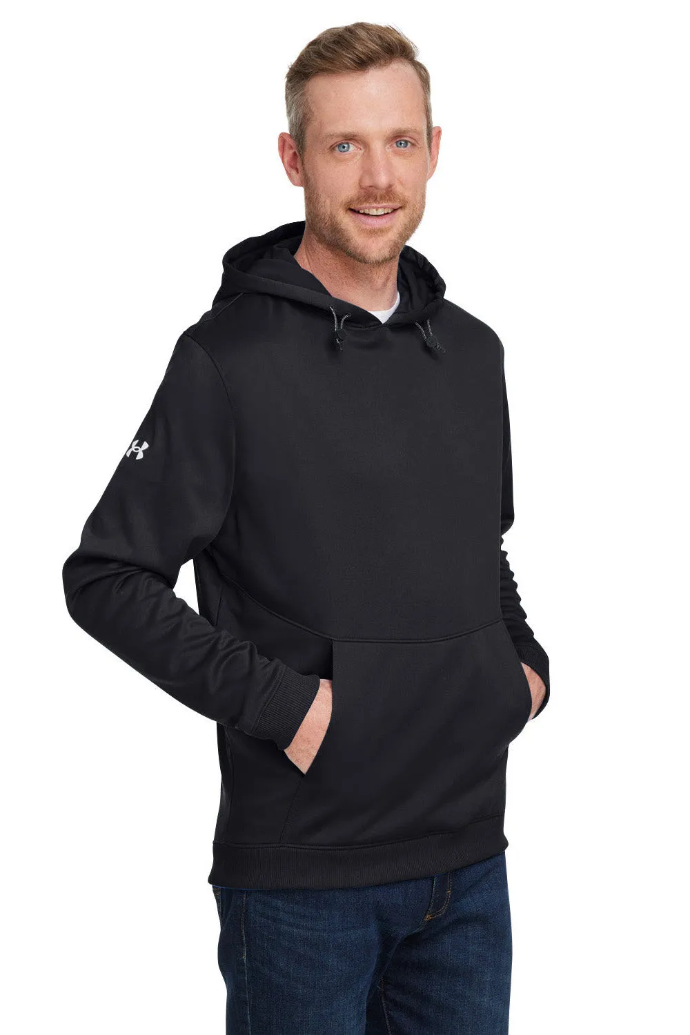 Under Armour Mens Storm Armourfleece Water Resistant Hooded Sweatshirt Hoodie w/ Pouch Pocket - Black