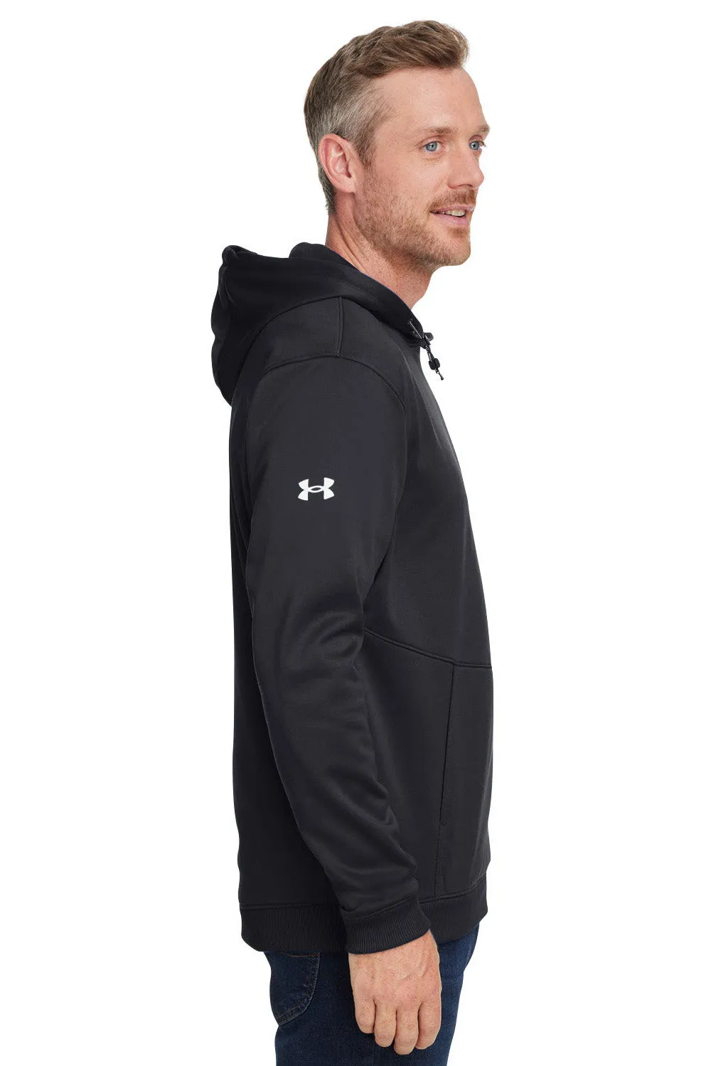 Under Armour Mens Storm Armourfleece Water Resistant Hooded Sweatshirt Hoodie w/ Pouch Pocket - Black