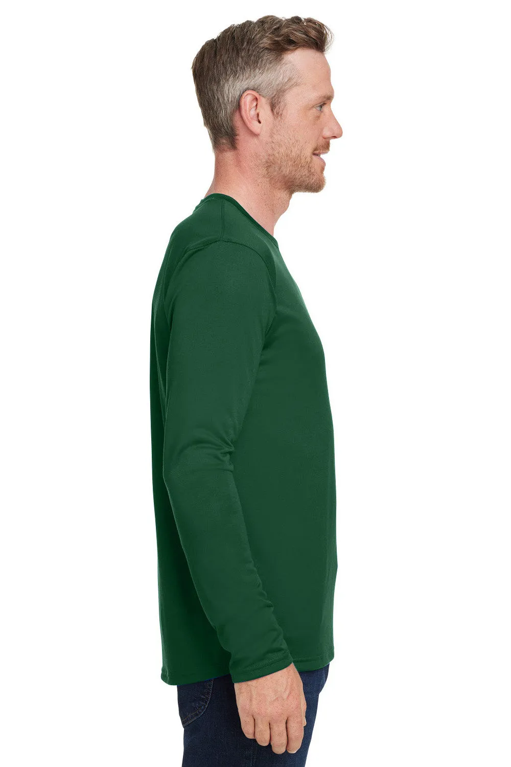 Under Armour Mens Team Tech Moisture Wicking Long Sleeve Crewneck T-Shirt - Forest Green