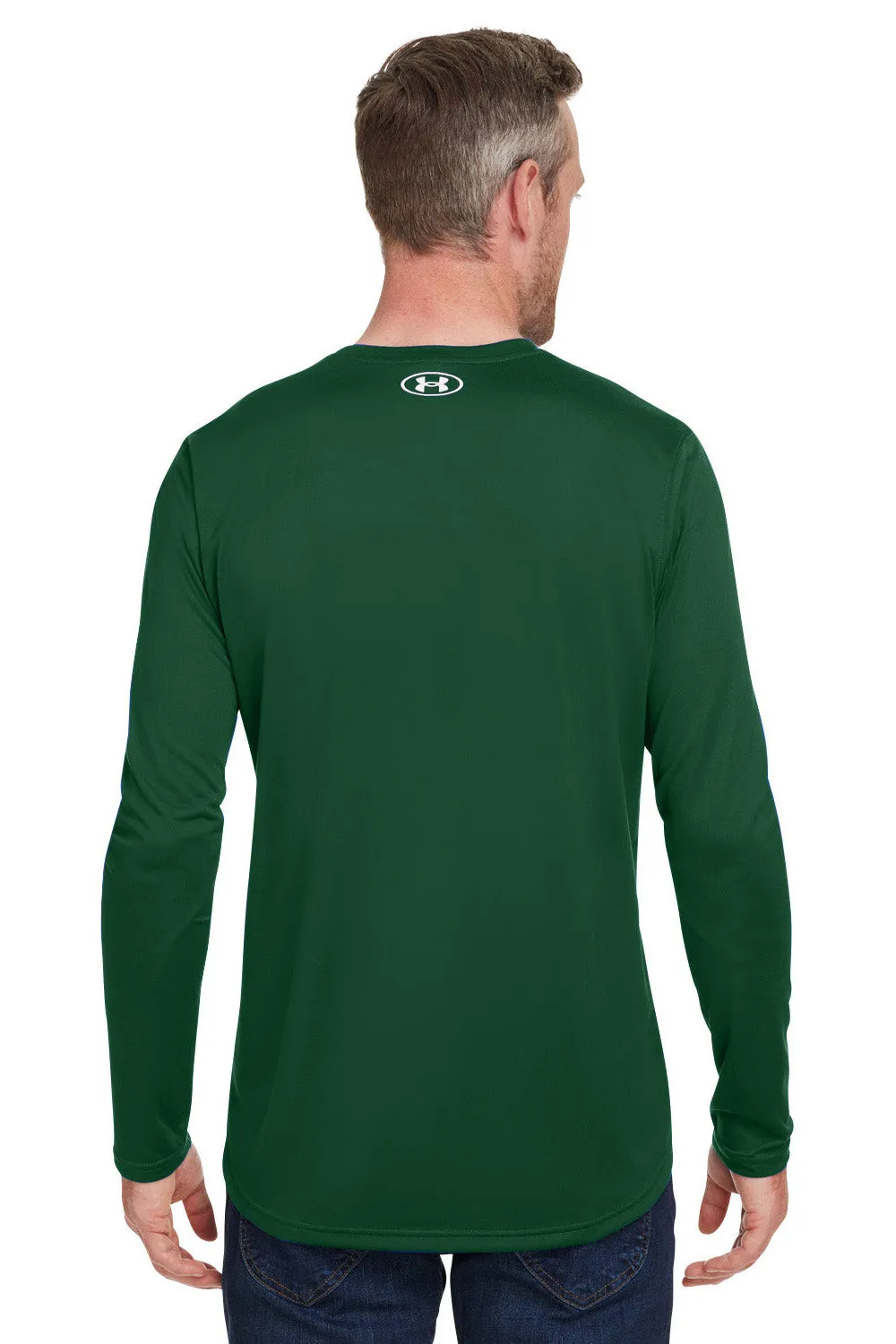 Under Armour Mens Team Tech Moisture Wicking Long Sleeve Crewneck T-Shirt - Forest Green