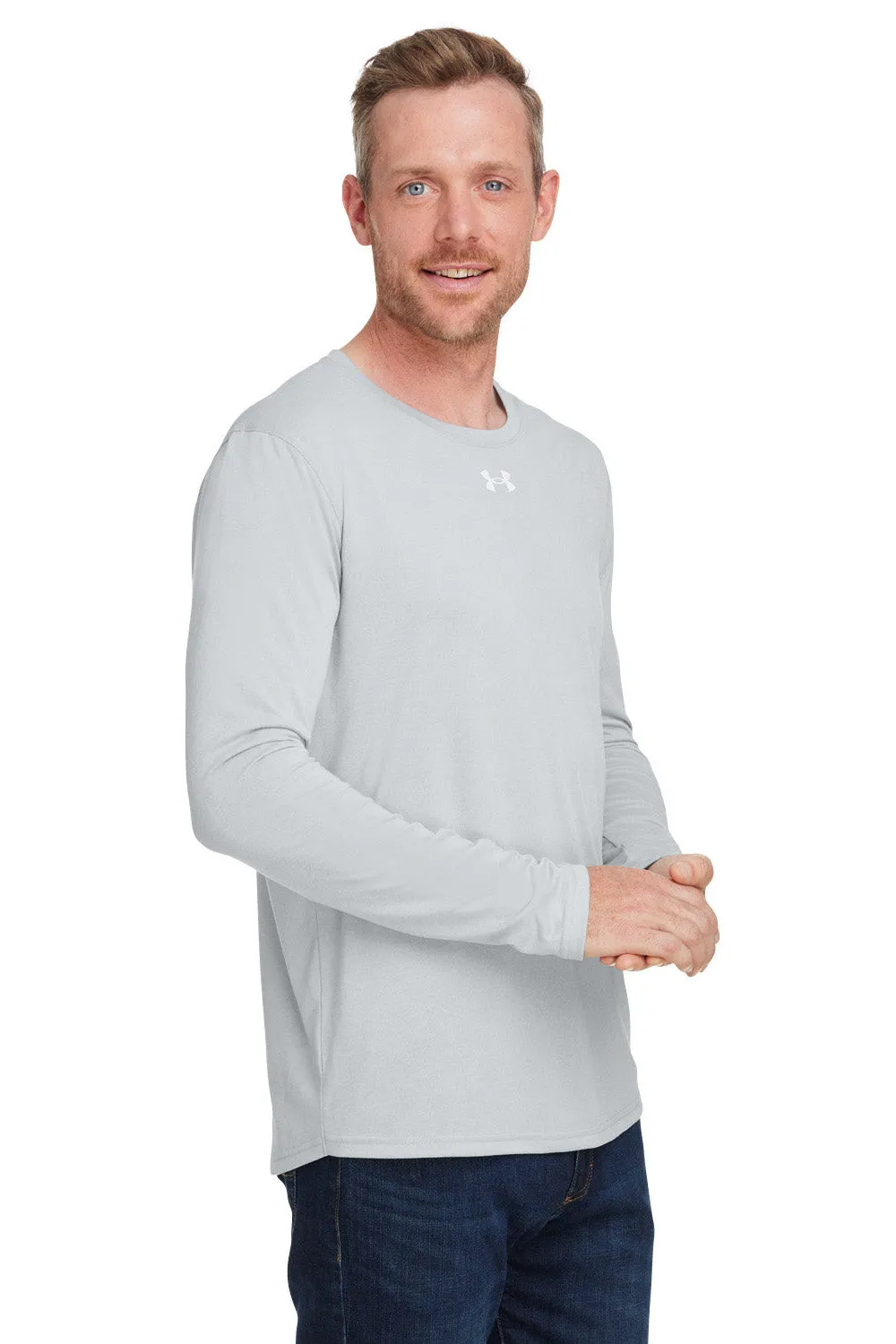 Under Armour Mens Team Tech Moisture Wicking Long Sleeve Crewneck T-Shirt - Mod Grey