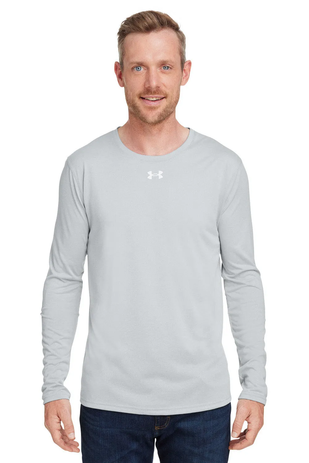 Under Armour Mens Team Tech Moisture Wicking Long Sleeve Crewneck T-Shirt - Mod Grey