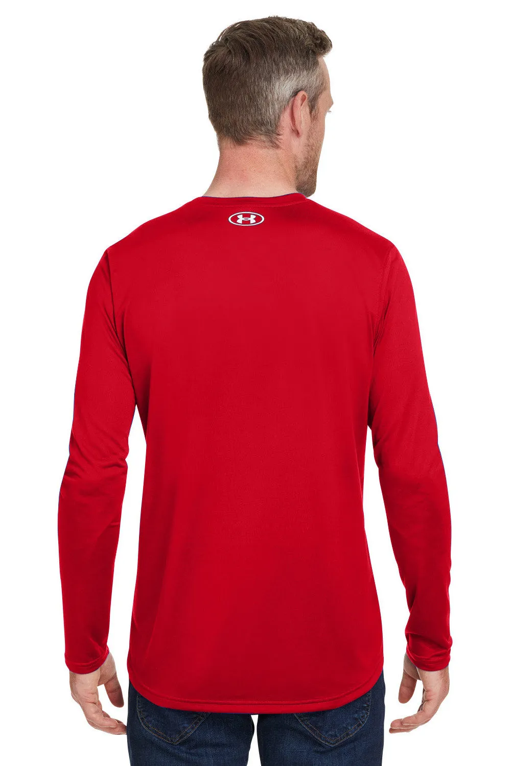 Under Armour Mens Team Tech Moisture Wicking Long Sleeve Crewneck T-Shirt - Red