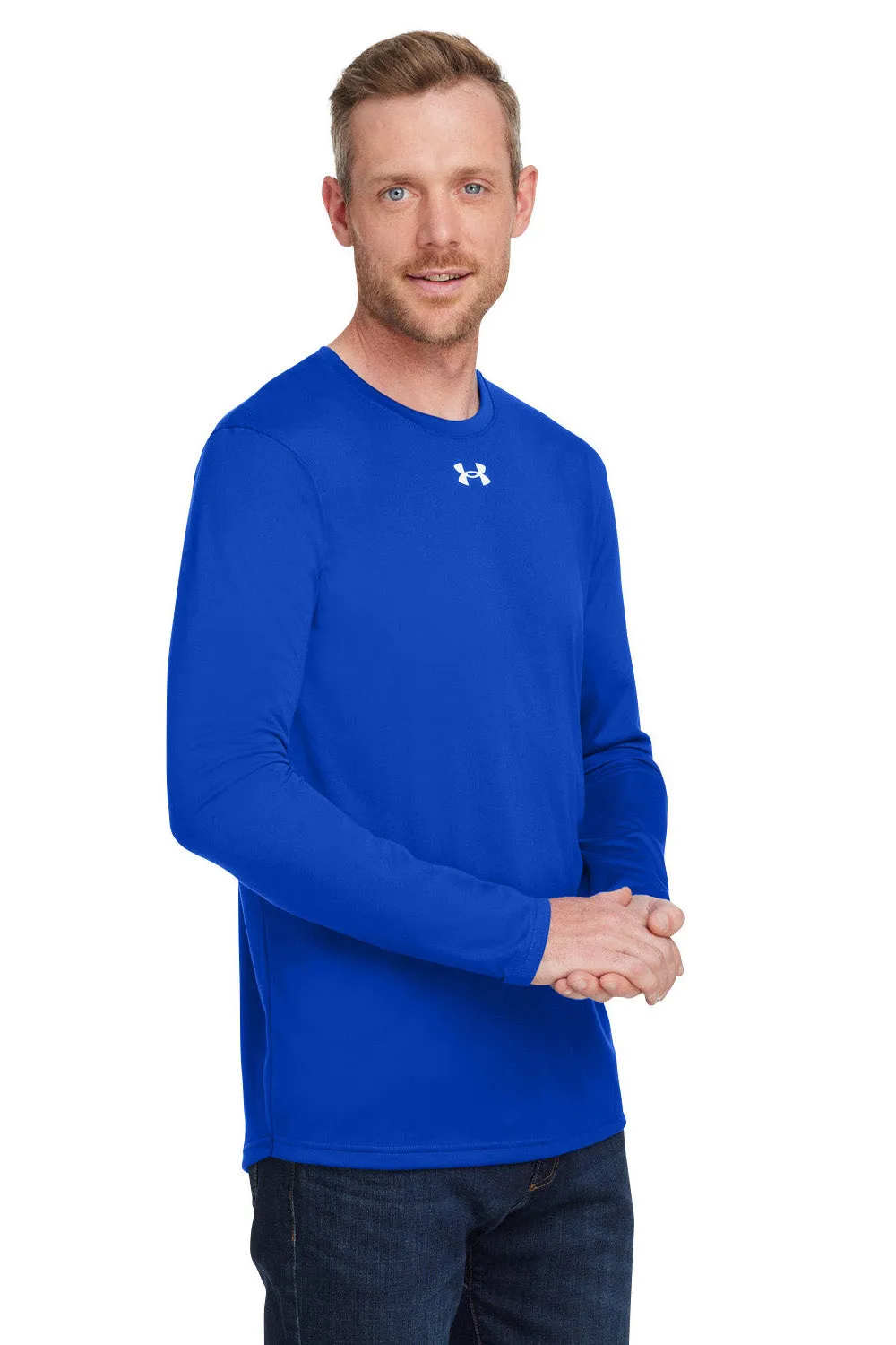 Under Armour Mens Team Tech Moisture Wicking Long Sleeve Crewneck T-Shirt - Royal Blue