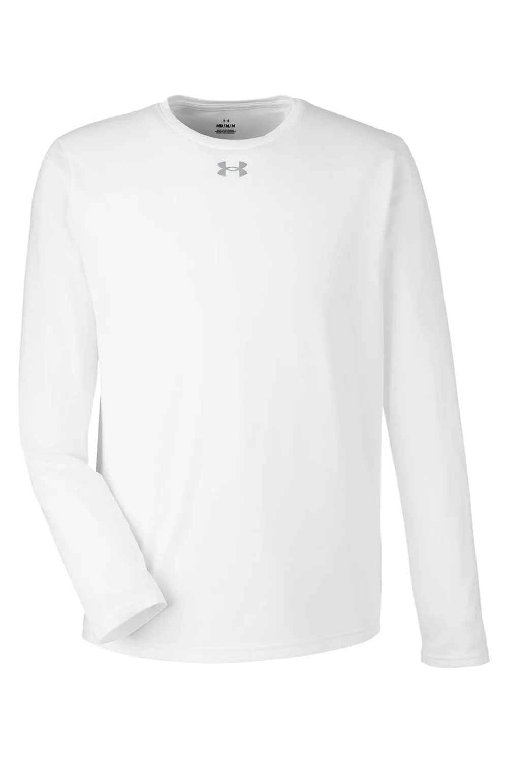 Under Armour Mens Team Tech Moisture Wicking Long Sleeve Crewneck T-Shirt - White