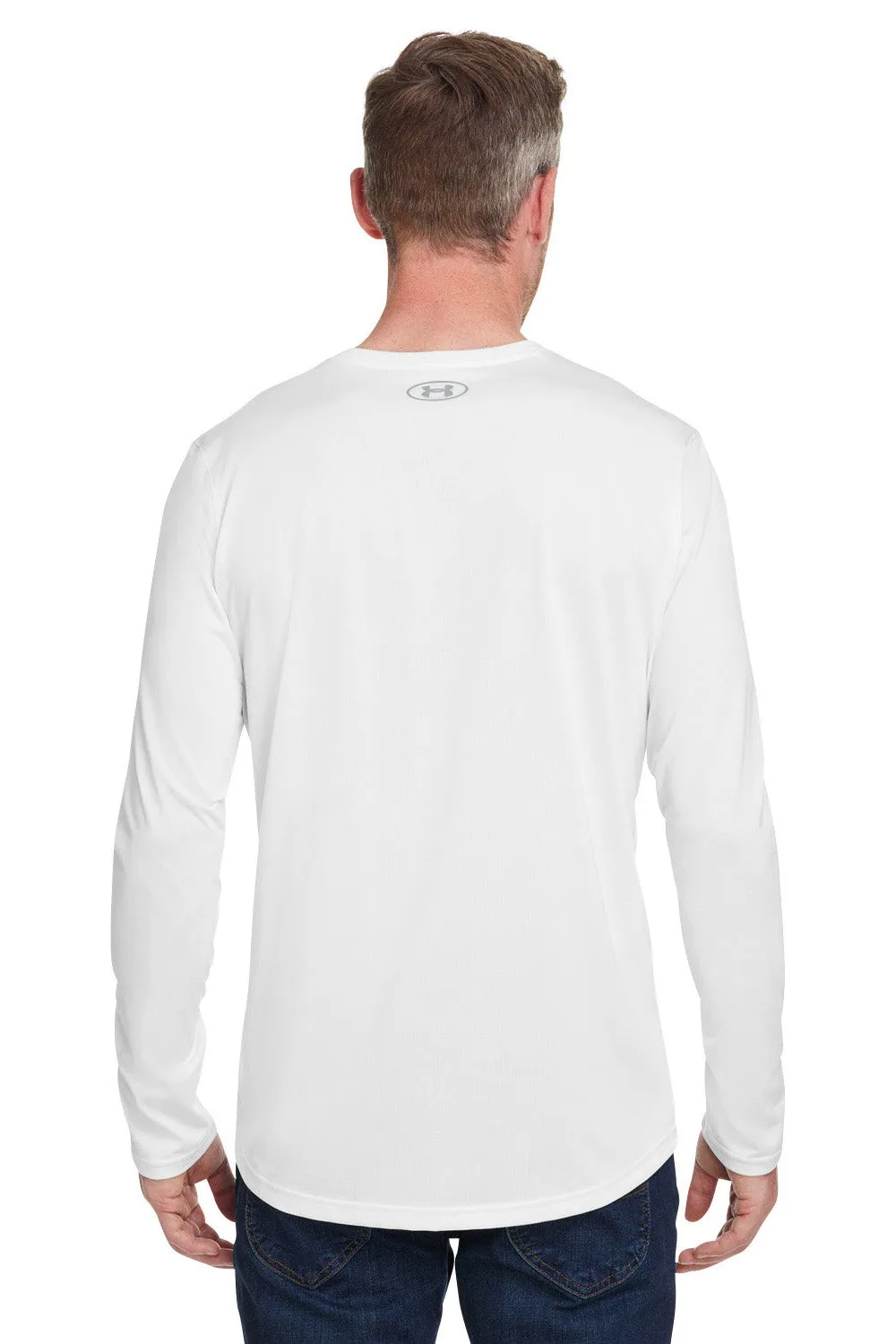 Under Armour Mens Team Tech Moisture Wicking Long Sleeve Crewneck T-Shirt - White