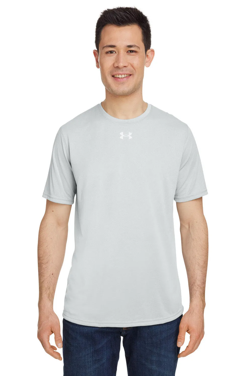 Under Armour Mens Team Tech Moisture Wicking Short Sleeve Crewneck T-Shirt - Heather Light Mod Grey