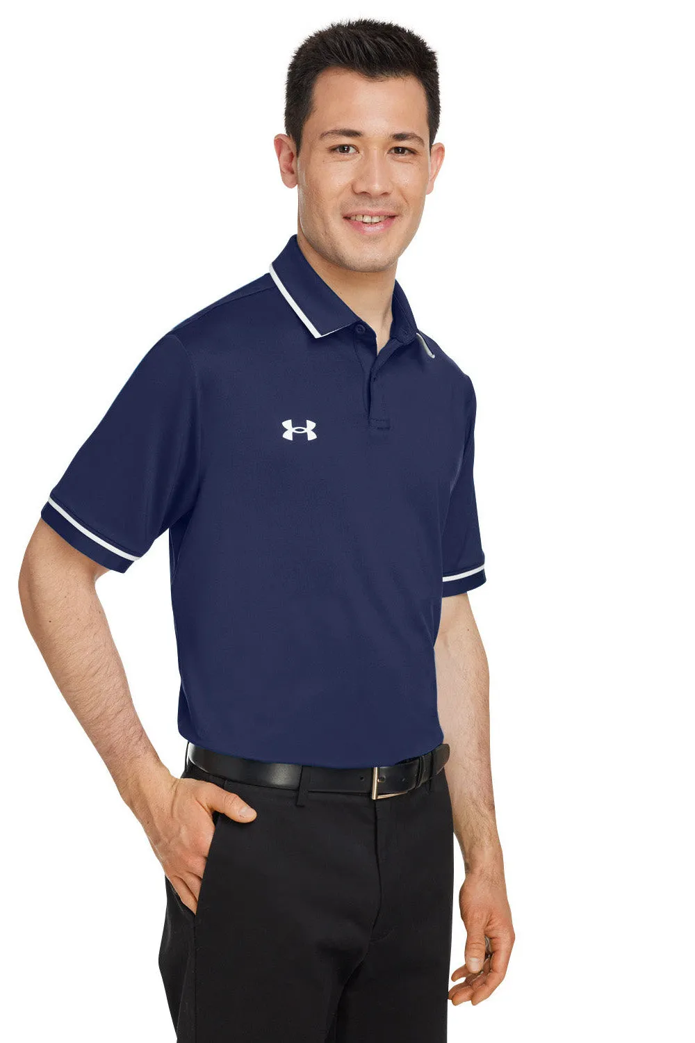 Under Armour Mens Teams Performance Moisture Wicking Short Sleeve Polo Shirt - Midnight Navy Blue