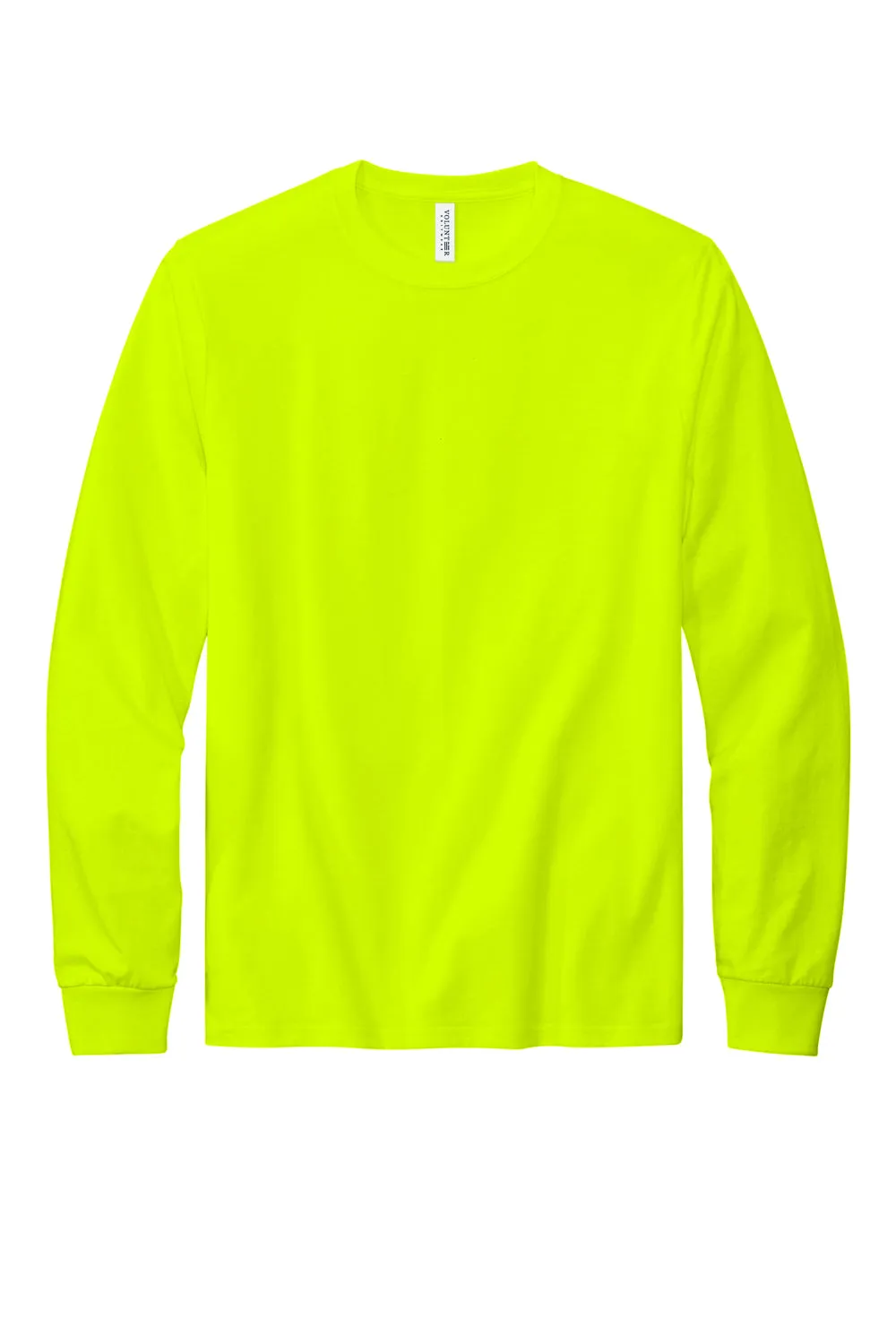 Volunteer Knitwear Mens USA Made All American Long Sleeve Crewneck T-Shirt - Safety Green