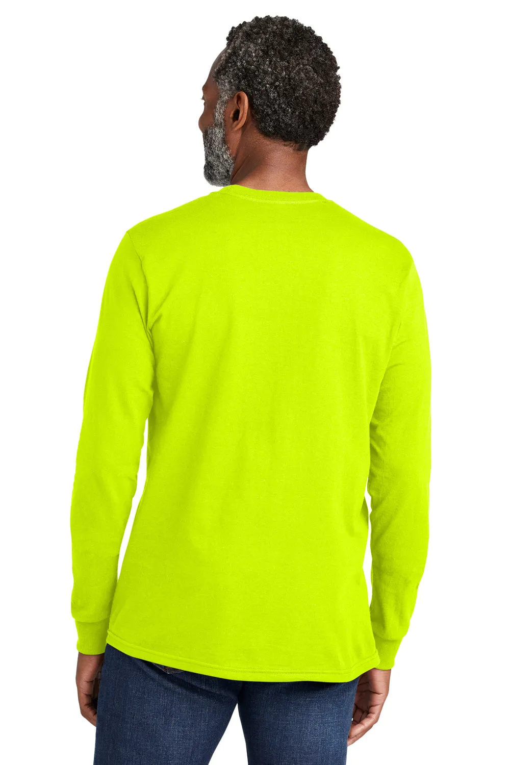 Volunteer Knitwear Mens USA Made All American Long Sleeve Crewneck T-Shirt - Safety Green