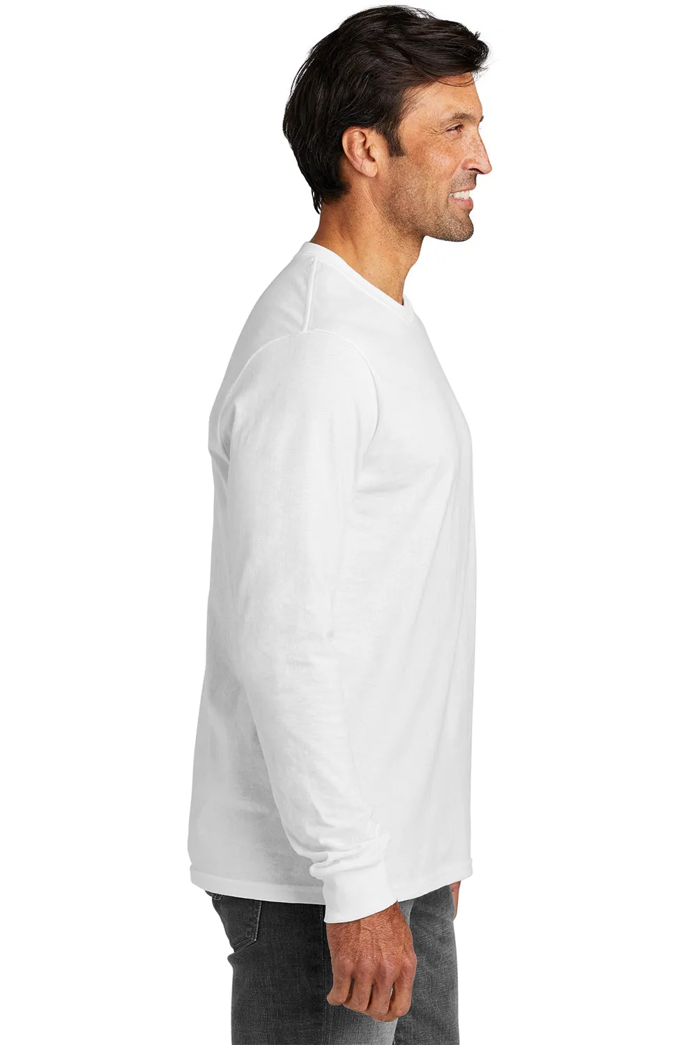 Volunteer Knitwear Mens USA Made All American Long Sleeve Crewneck T-Shirt - White