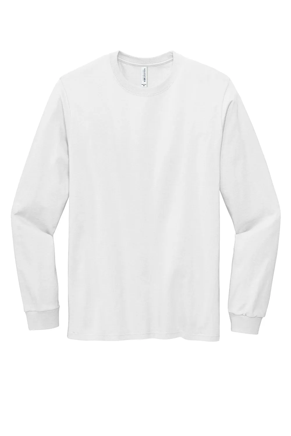 Volunteer Knitwear Mens USA Made All American Long Sleeve Crewneck T-Shirt - White