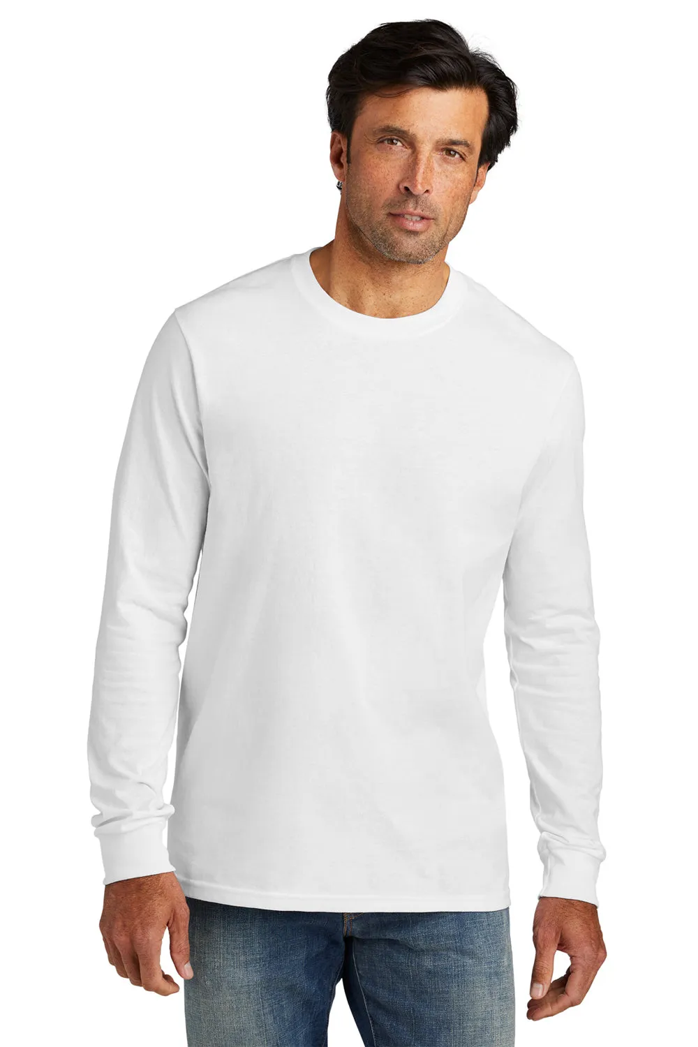 Volunteer Knitwear Mens USA Made All American Long Sleeve Crewneck T-Shirt - White