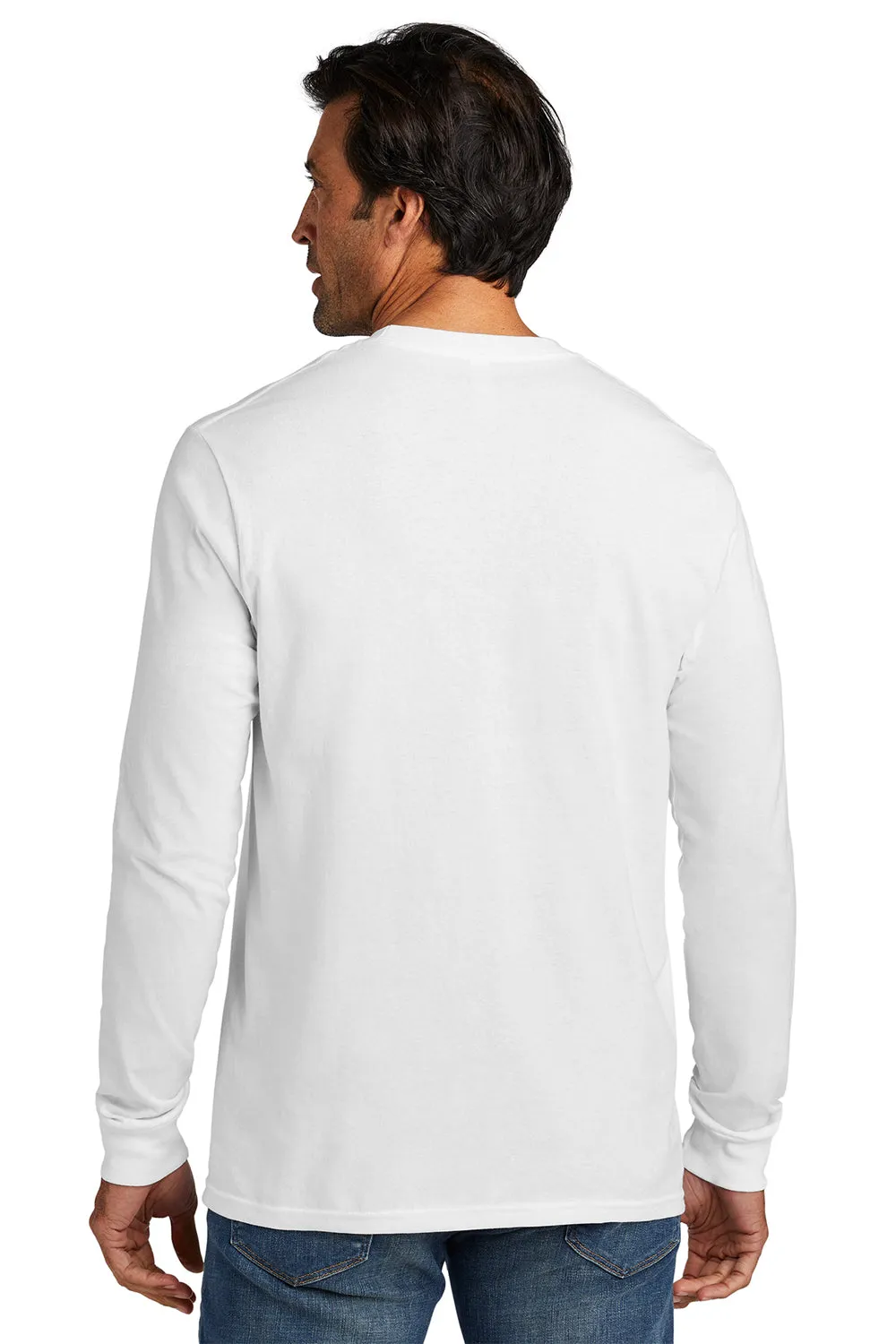 Volunteer Knitwear Mens USA Made All American Long Sleeve Crewneck T-Shirt - White