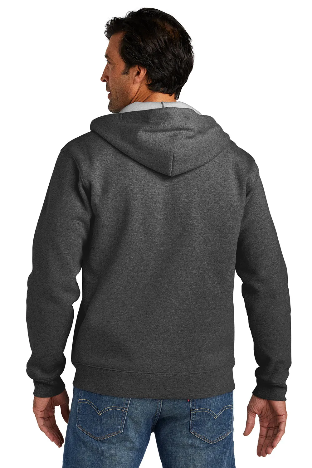 Volunteer Knitwear Mens USA Made Chore Fleece Full Zip Hooded Sweatshirt Hoodie w/ Pockets - Heather Charcoal Grey