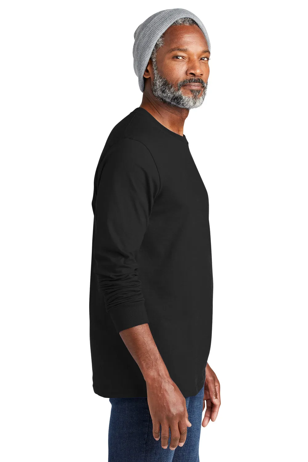Volunteer Knitwear Mens USA Made Chore Long Sleeve Crewneck T-Shirt - Deep Black