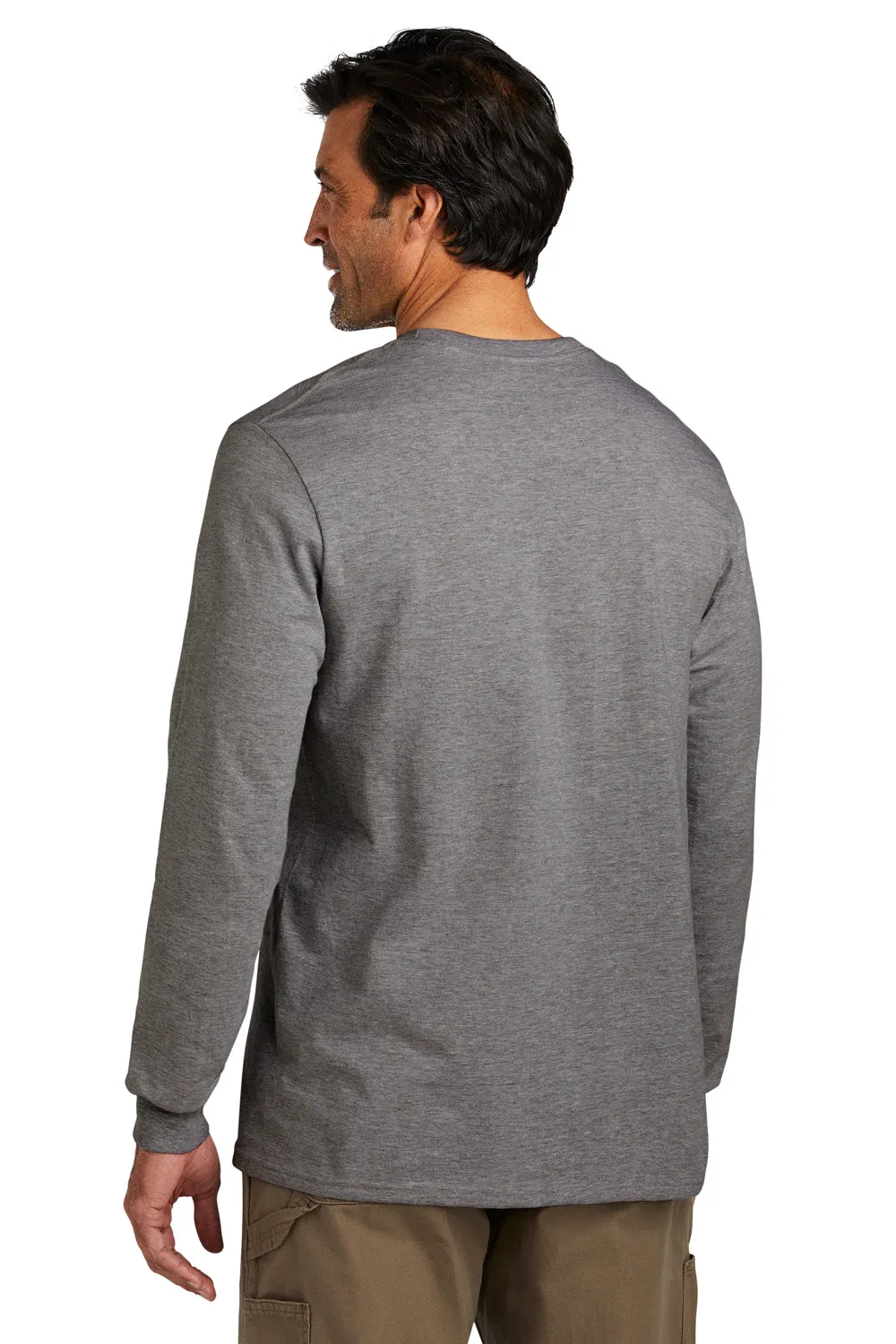 Volunteer Knitwear Mens USA Made Chore Long Sleeve Crewneck T-Shirt - Heather Dark Grey