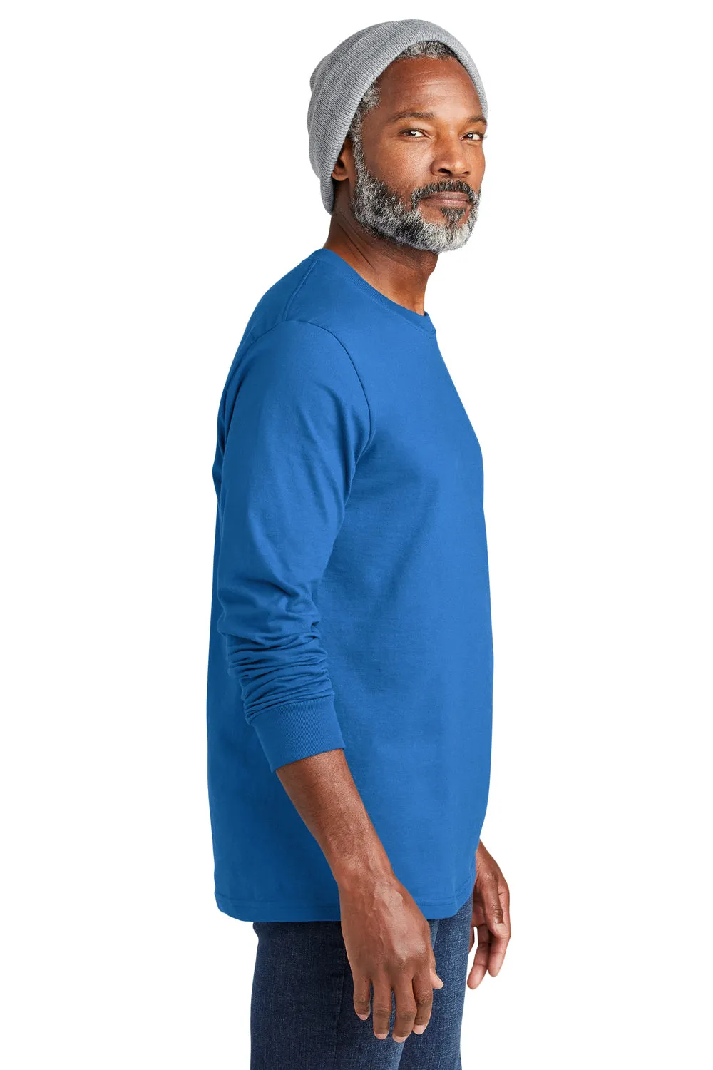 Volunteer Knitwear Mens USA Made Chore Long Sleeve Crewneck T-Shirt - True Royal Blue
