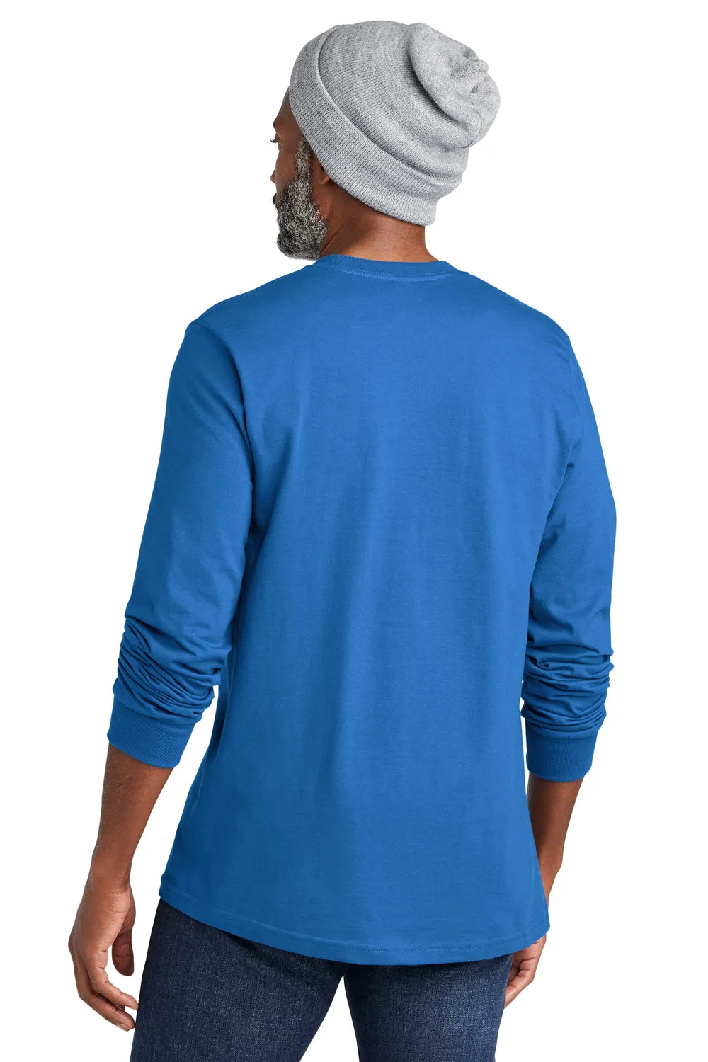 Volunteer Knitwear Mens USA Made Chore Long Sleeve Crewneck T-Shirt - True Royal Blue
