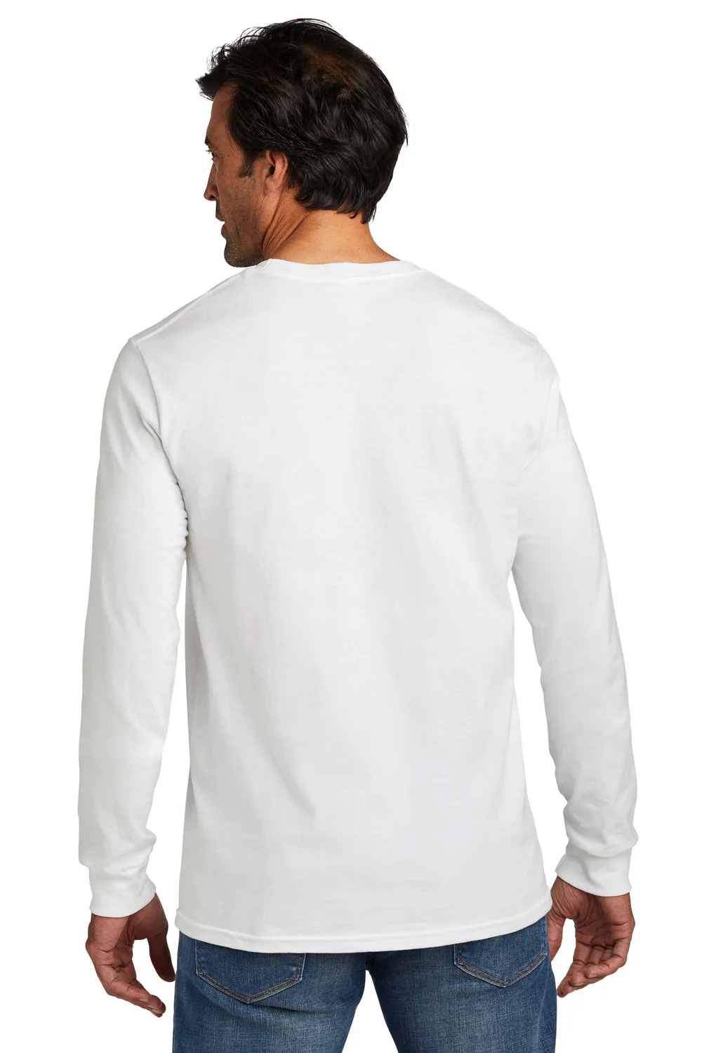 Volunteer Knitwear Mens USA Made Chore Long Sleeve Crewneck T-Shirt - White