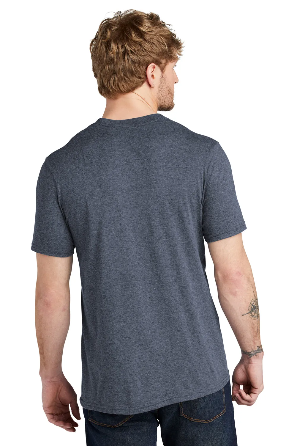 Volunteer Knitwear Mens USA Made Short Sleeve Crewneck T-Shirt - Heather Navy Blue